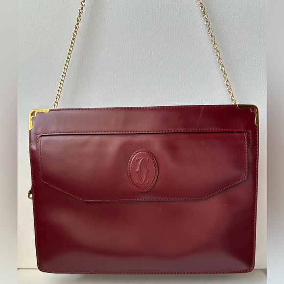 Cartier Vintage Bordeaux envelope Clutch leather bag - Picture 5 of 11